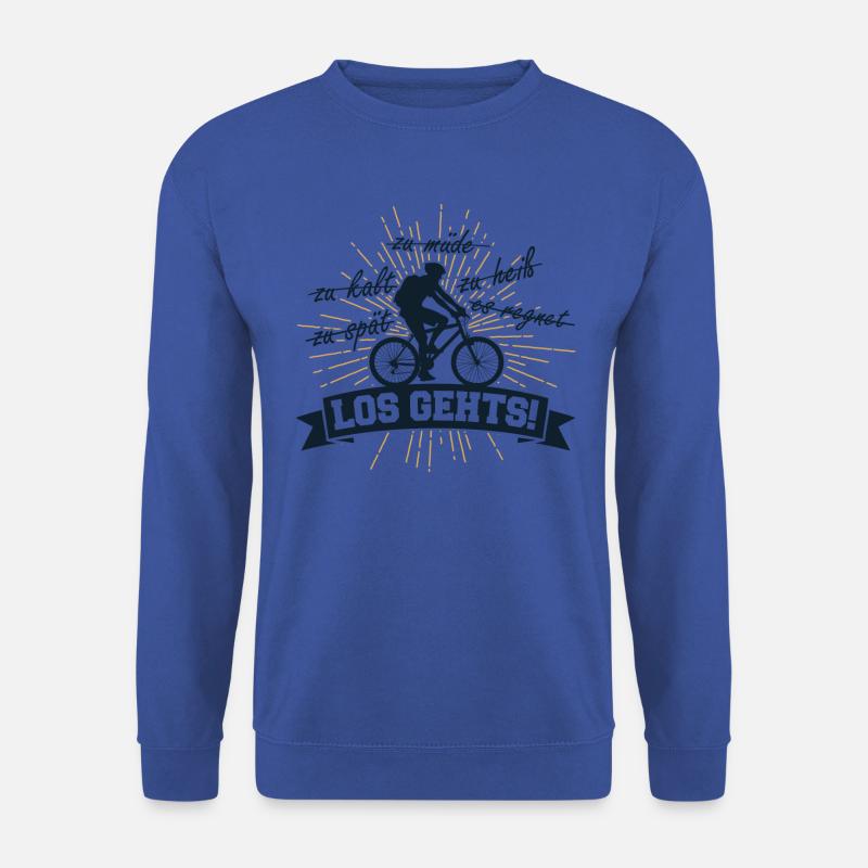 Zu müde, zu spät,... Los geht's Biken! - Unisex Pullover - Royalblau
