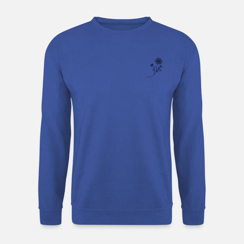 Margeritenzauber: Filigrane Blüten in Linienkunst - Unisex Pullover - Royalblau