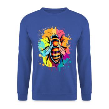 Biene Farbenfroh - Bienen & Bienchen - Honigbiene - Unisex Pullover - Royalblau - Vorne - Alina (178cm) & Michal (187cm)