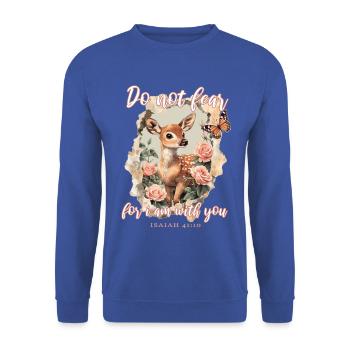Reh Christlich Bibelvers - Unisex Pullover - Royalblau - Vorne - Alina (178cm) & Michal (187cm)