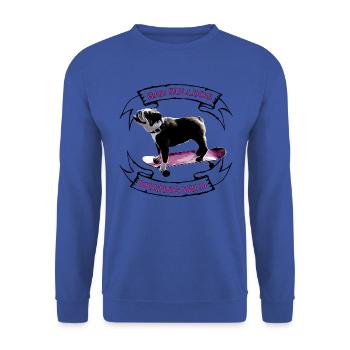 Bulldog skater « Bo » black - Sweat-shirt Unisexe - bleu royal - Devant - Alina (178cm) & Michal (187cm)