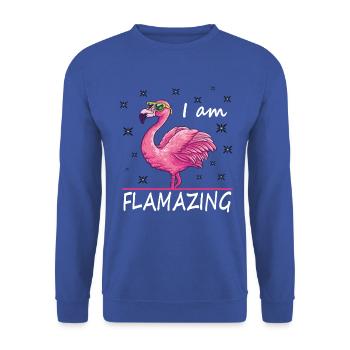 Flamant drôle, je flambe - Sweat-shirt Unisexe - bleu royal - Devant - Alina (178cm) & Michal (187cm)