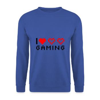 I Love Gaming - Unisex Pullover - Royalblau - Vorne - Alina (178cm) & Michal (187cm)