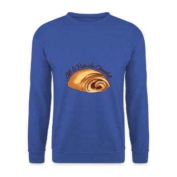 Das Leben ist Schmerz Au Chocolat Schokolade - Unisex Pullover - Royalblau - Vorne - Alina (178cm) & Michal (187cm)