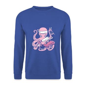 Octopus Sushi Chef Cartoon Japanische Sushi - Unisex Pullover - Royalblau - Vorne - Alina (178cm) & Michal (187cm)