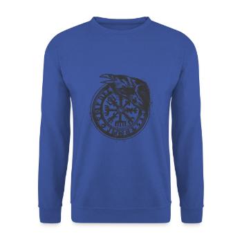 Wikinger Vegvisir Rune mit Krähe - Unisex Pullover - Royalblau - Vorne - Alina (178cm) & Michal (187cm)