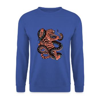 TIGER ET COBRA COMBATTENT L’AUTRE STYLE DE TATOUAGE - Sweat-shirt Unisexe - bleu royal - Devant - Alina (178cm) & Michal (187cm)