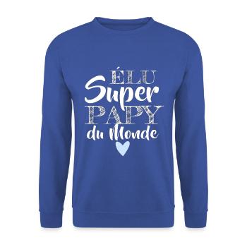 T shirt papy super papy du monde humour cadeau - Sweat-shirt Unisexe - bleu royal - Devant - Alina (178cm) & Michal (187cm)