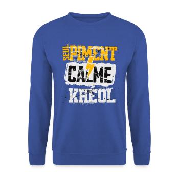 SEUL PIMENT CALME KREOL - Sweat-shirt Unisexe - bleu royal - Devant - Alina (178cm) & Michal (187cm)