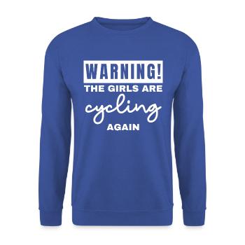 Fahrrad Fahrradfahren Girls Cycling Typography - Unisex Pullover - Royalblau - Vorne - Alina (178cm) & Michal (187cm)