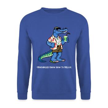 Dolo le crocodile au cocktail - Sweat-shirt Unisexe - bleu royal - Devant - Alina (178cm) & Michal (187cm)