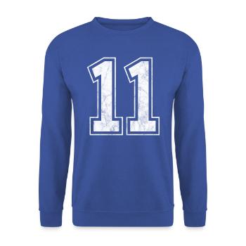 Anzahl 11 - Unisex Pullover - Royalblau - Vorne - Alina (178cm) & Michal (187cm)
