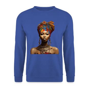 Afro Cultural Radiance - Unisex Sweatshirt - royal blue - Front - Alina (178cm) & Michal (187cm)