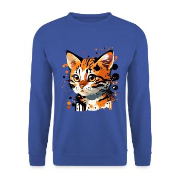 getigertes Kätzchen - Unisex Pullover - Royalblau - Vorne - Alina (178cm) & Michal (187cm)