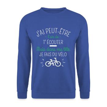 T shirt vélo "dans ma tête" humour vélo cadeau. - Sweat-shirt Unisexe - bleu royal - Devant - Alina (178cm) & Michal (187cm)