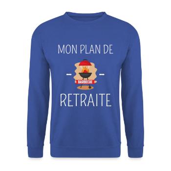 tee shirt retraite mon plan de retraite barbecue - Sweat-shirt Unisexe - bleu royal - Devant - Alina (178cm) & Michal (187cm)