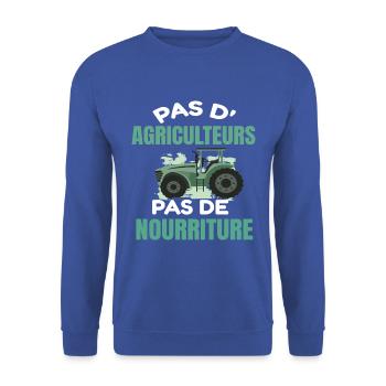 T shirt agriculteur humour tracteur cadeau. - Sweat-shirt Unisexe - bleu royal - Devant - Alina (178cm) & Michal (187cm)