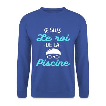 T shirt piscine roi de la piscine humour cadeau. - Sweat-shirt Unisexe - bleu royal - Devant - Alina (178cm) & Michal (187cm)