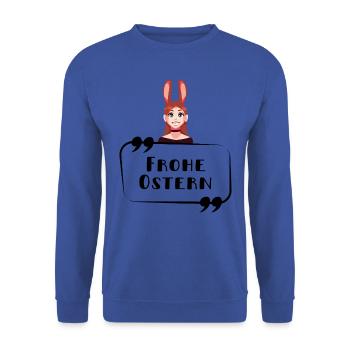 ANIME GIRL Frohe Ostern - Unisex Pullover - Royalblau - Vorne - Alina (178cm) & Michal (187cm)