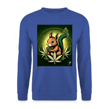 Grünes Weed-Hörnchen - Unisex Pullover - Royalblau - Vorne - Alina (178cm) & Michal (187cm)