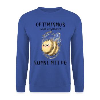 Biene Optimismus Sumsi mit Po - Unisex Pullover - Royalblau - Vorne - Alina (178cm) & Michal (187cm)