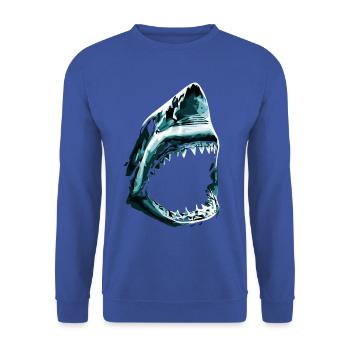 Shark with open mouth - Unisex Sweatshirt - royal blue - Front - Alina (178cm) & Michal (187cm)