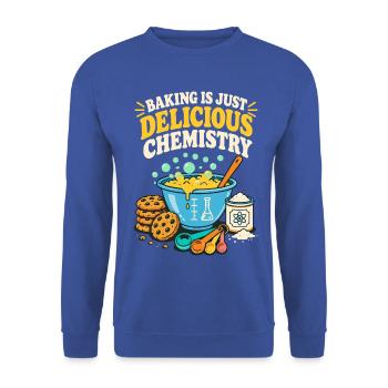Baking Is Just Delicious Chemistry - Unisex Pullover - Royalblau - Vorne - Alina (178cm) & Michal (187cm)