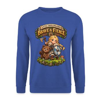 Little Shieldmaiden - Brave & Fierce - Unisex Pullover - Royalblau - Vorne - Alina (178cm) & Michal (187cm)