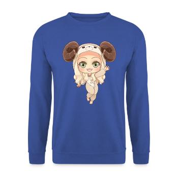 MOSBIES Widder Sternzeichen Horoskop Geschenk - Unisex Pullover - Royalblau - Vorne - Alina (178cm) & Michal (187cm)
