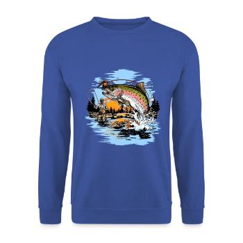 Rainbow Trout Fly Fishing print - Unisex Sweatshirt - royal blue - Front - Alina (178cm) & Michal (187cm)