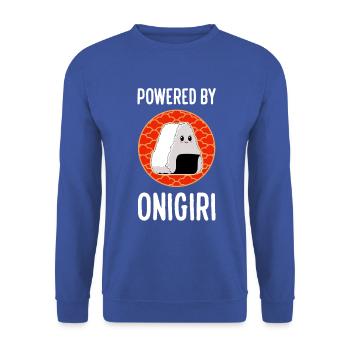 Powered By Onigiri Rice Kawaii Japanese Food - Unisex Sweatshirt - royal blue - Front - Alina (178cm) & Michal (187cm)