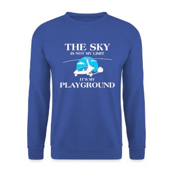 Der Himmel ist nicht meine Grenze Tragschrauber Luftfahrt - Unisex Pullover - Royalblau - Vorne - Alina (178cm) & Michal (187cm)