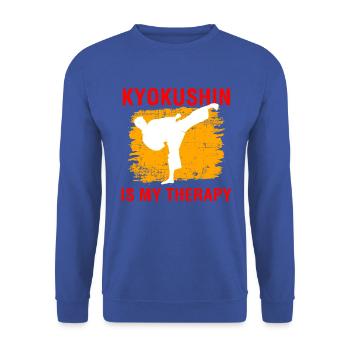 Kyokushin ist meine Therapie Kampfkunst Karate Zitat - Unisex Pullover - Royalblau - Vorne - Alina (178cm) & Michal (187cm)
