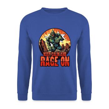 Ruhe bewahren und weiter wüten, Monster-Wut - Unisex Pullover - Royalblau - Vorne - Alina (178cm) & Michal (187cm)
