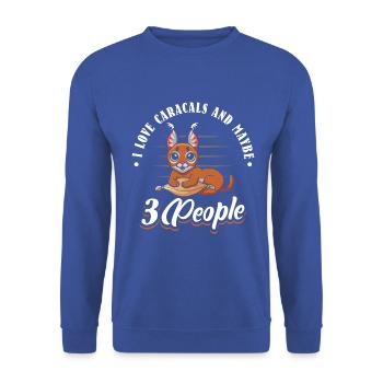 I love Caracals and maybe 3 people - Unisex Pullover - Royalblau - Vorne - Alina (178cm) & Michal (187cm)