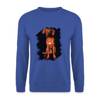 Rhodesian Ridgeback on black background - Unisex Sweatshirt - royal blue - Front - Alina (178cm) & Michal (187cm)