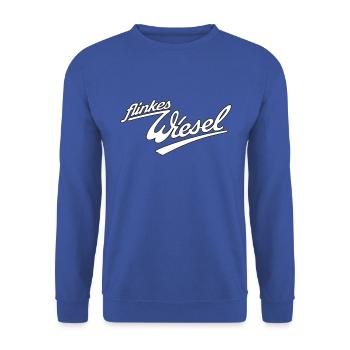 Flinkes Wiesel Logo mit Kontur - Unisex Pullover - Royalblau - Vorne - Alina (178cm) & Michal (187cm)