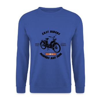 East Riders Mopeds from Suhl - Unisex Sweatshirt - royal blue - Front - Alina (178cm) & Michal (187cm)