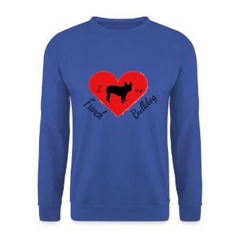 Frenchie, Bully, Bouledogue français, Cadeau - Sweat-shirt Unisexe - bleu royal - Devant - Alina (178cm) & Michal (187cm)