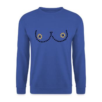 Pixel Brüste - Unisex Pullover - Royalblau - Vorne - Alina (178cm) & Michal (187cm)