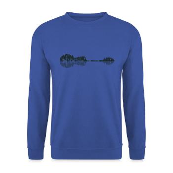 Gitarre Wald Bäume Natur See Spiegelung - Unisex Pullover - Royalblau - Vorne - Alina (178cm) & Michal (187cm)