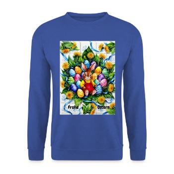 EG Ostern I Hasen I Frohe Ostern I Geschenk - Unisex Pullover - Royalblau - Vorne - Alina (178cm) & Michal (187cm)