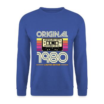Originale limitierte Retro-Kassette der 1980er Jahre - Unisex Pullover - Royalblau - Vorne - Alina (178cm) & Michal (187cm)