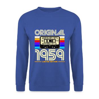 1959 Vintage Limited Kassette - Unisex Pullover - Royalblau - Vorne - Alina (178cm) & Michal (187cm)