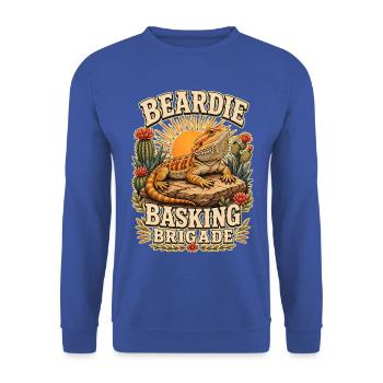 BEARDIE BASKING BRIGADE - Unisex Pullover - Royalblau - Vorne - Alina (178cm) & Michal (187cm)