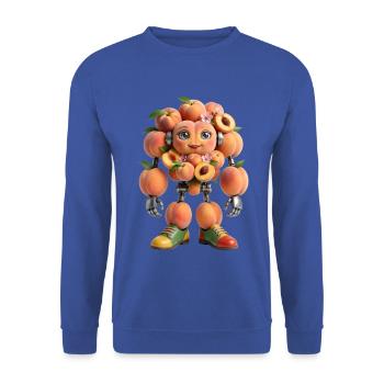 Pfirsichroboter mit Blüten - Unisex Pullover - Royalblau - Vorne - Alina (178cm) & Michal (187cm)