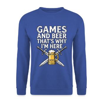 Mittelalter Schwert Spiele Bier - Unisex Pullover - Royalblau - Vorne - Alina (178cm) & Michal (187cm)