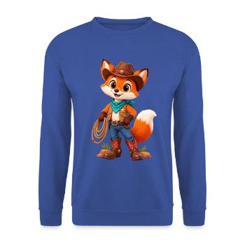 Fuchs Cowboy Lasso - Unisex Pullover - Royalblau - Vorne - Alina (178cm) & Michal (187cm)