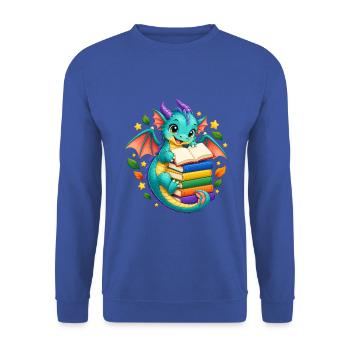 Buchlesender Drachenzauber - Unisex Pullover - Royalblau - Vorne - Alina (178cm) & Michal (187cm)