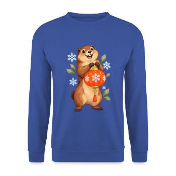 Winterwald Wächter mit Laterne - Unisex Pullover - Royalblau - Vorne - Alina (178cm) & Michal (187cm)